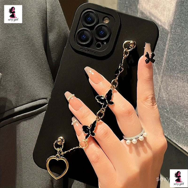 Capa de celular com corrente de borboleta, adequada para Samsung Galaxy A16 A06 S23 FE S25 Ultra S24 S23 S22 S21 Plus 55