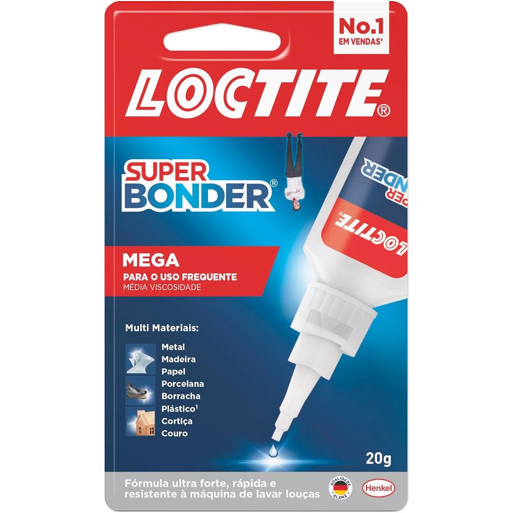 Loctite Super Bonder Mega, Cola Extraforte, 1x20g