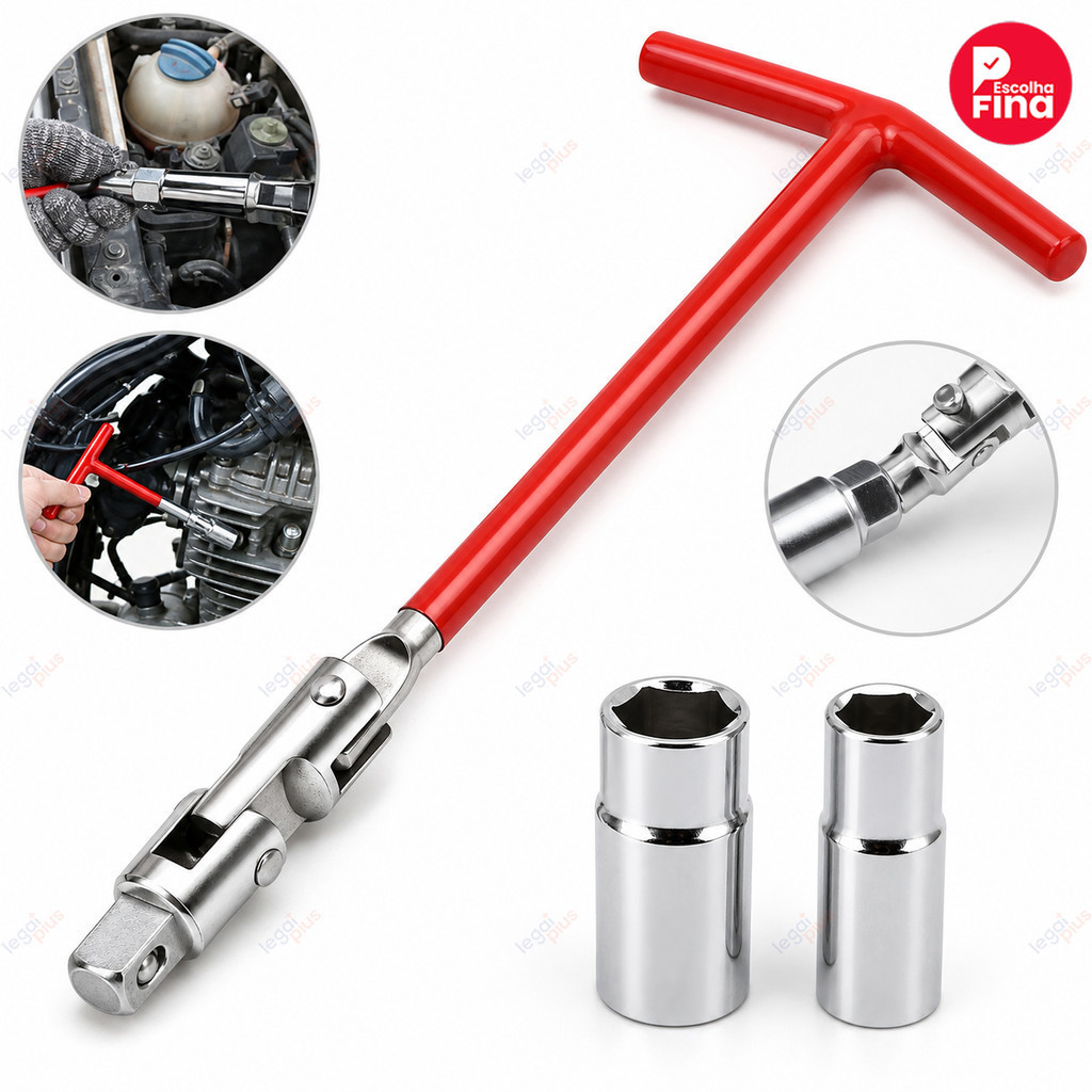 Chave de Velas Articulada 16mm e 21mm para Carros e Motos – Troca Fácil de Velas de Ignição