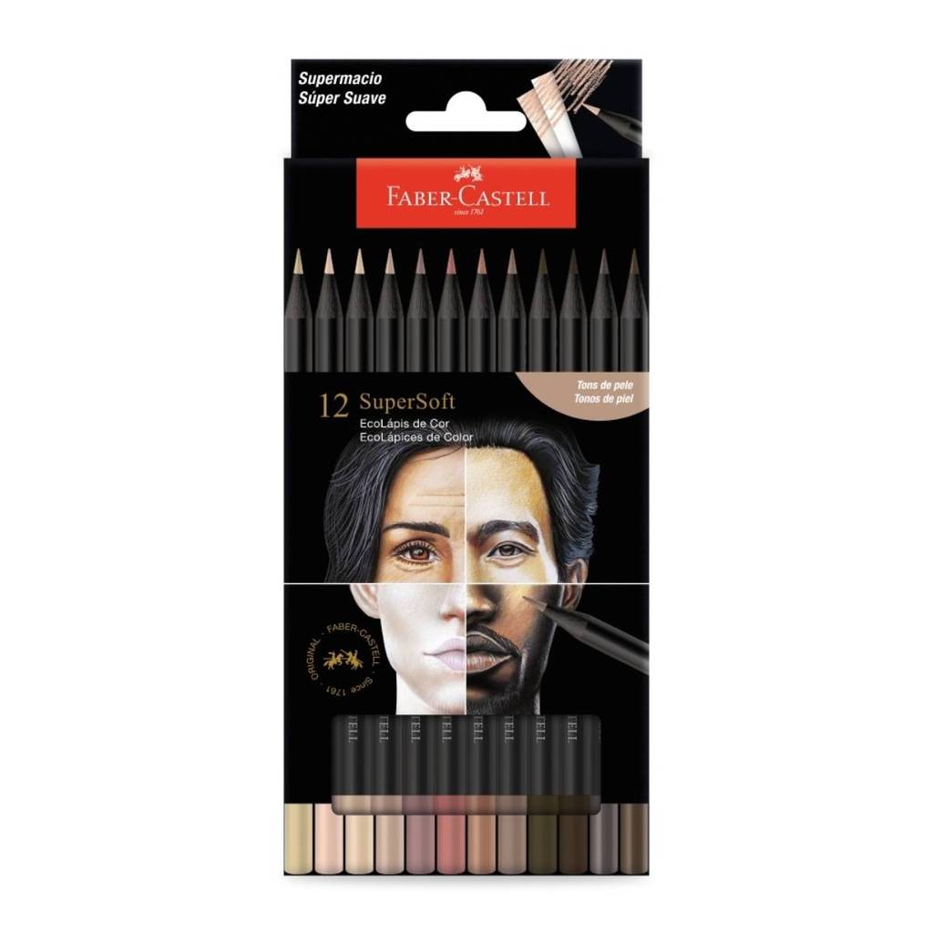 Lápis de cor SuperSoft 12 cores tons de pele 210713 Faber-Castell