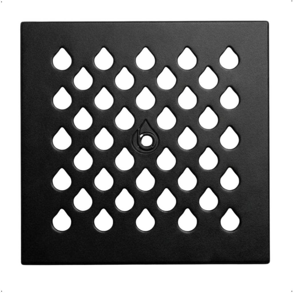 Ralo Quadrado Gota 15x15cm em Metal Preto