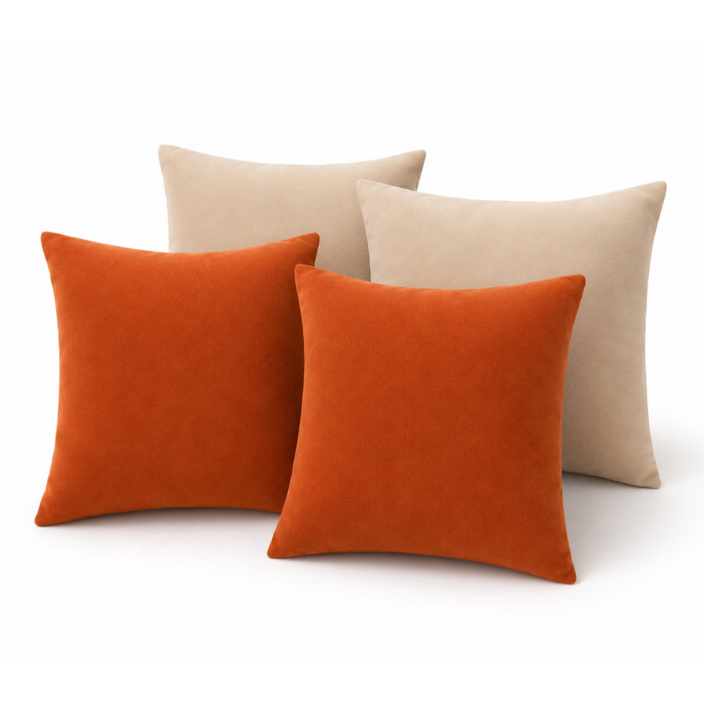 Kit com 4 capas de almofada 45x45 em camurça sintética de luxo para sofá, sala de estar e quarto, com zíper.