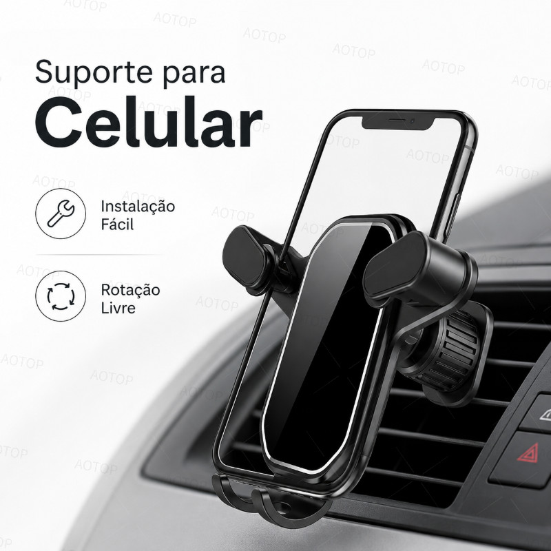 Suporte Veicular Carro Para Celular 360 ° Giratório Universal Multifuncional Ventilacao Ar