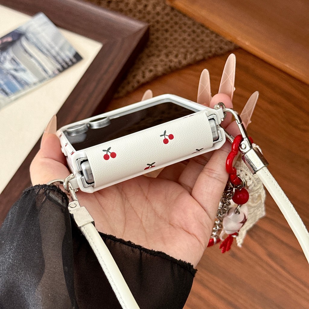 Flip8 Cereja Caso Magnético Para Samsung Galaxy Z Flip 7 FE 3 4 5 6 8 Motorola R
