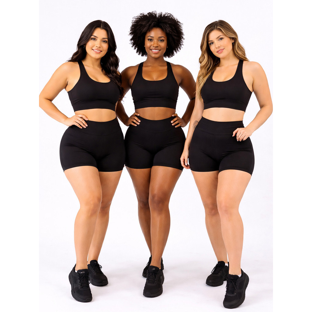 Kit 3 Shorts Suplex Legging Academia Cós Alto Não fica Transparente Envio Imediato