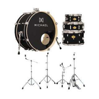 Bateria Acústica Michael DML410 Legacy Slim Shell Pack + Pack Ferragens Para Bateria Michael Estante Dmhk640 Completo