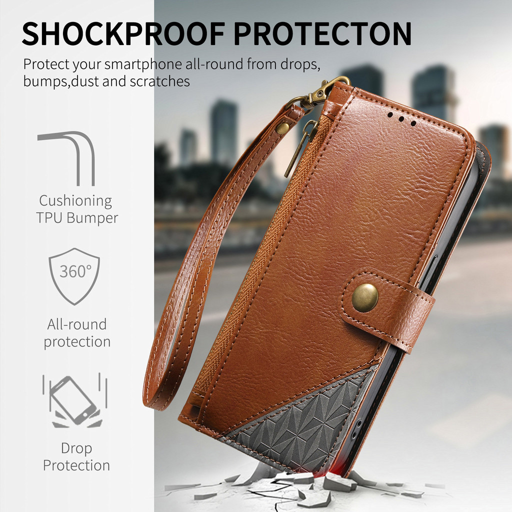 Moda Zíper Cartões Carteira De Couro Caso Telefone Para Samsung Galaxy S26 Ultra S25 S24 S23 S22 A07 A17 A37 A57 A06 Cin