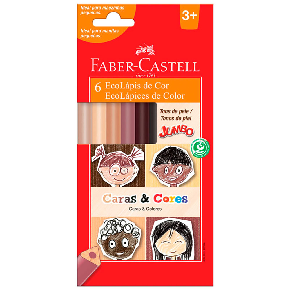 Lápis de cor 6 cores jumbo Caras e Cores triangular 125006CC\315216 Faber-Castell