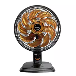 Ventilador de Mesa e Parede Mallory Egeo 40cm 15 Pás 140W Preto/Dourado