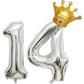 Balão Metalizado Grande de 32 Polegadas com Número e Coroa para Aniversário, Decorações para Festa de Aniversário, Balõe
