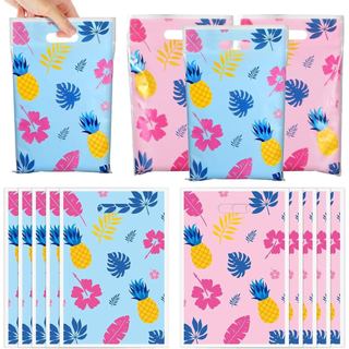 50 Unidades de Sacolas de Presente de Festa com Desenhos Animados Fofos em Rosa e Azul, Decorações de Festa Havaiana, Sa