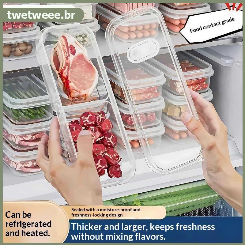 Twetw Freezer Recipiente De Armazenamento De Alimentos Seguro 1P Organizador De Geladeira Quadrado Para Preparação De Re