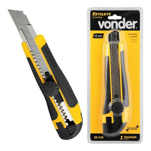 Estilete Largo 18mm Vonder ES218 com Trava de Segurança e Cabo Emborrachado