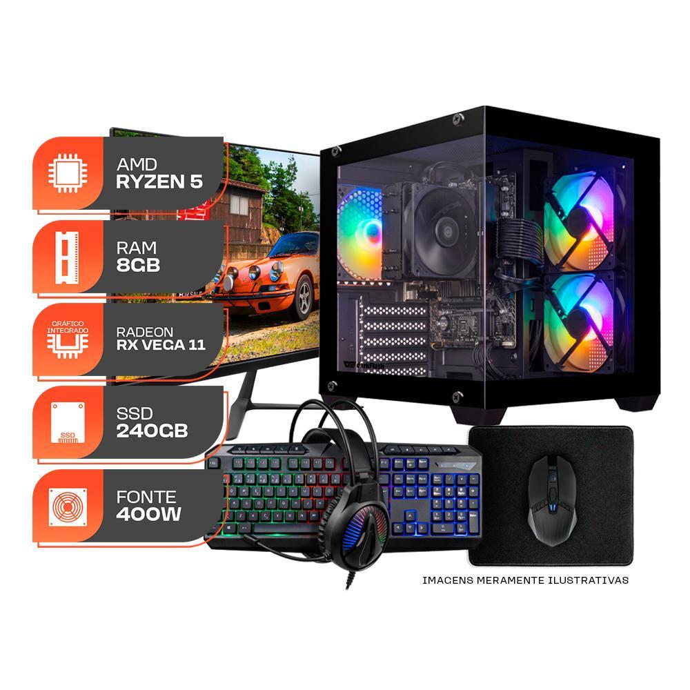 PC Gamer Forge, AMD RYZEN 5 3400G, Radeon Vega 11, 8GB DDR4, SSD 240GB, Completo