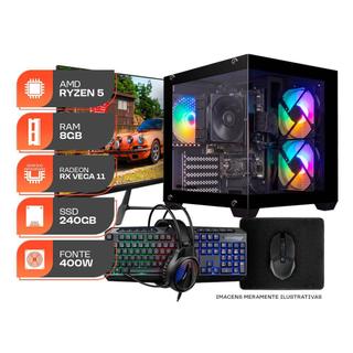 PC Gamer Forge, AMD RYZEN 5 3400G, Radeon Vega 11, 8GB DDR4, SSD 240GB, Completo com Moni…