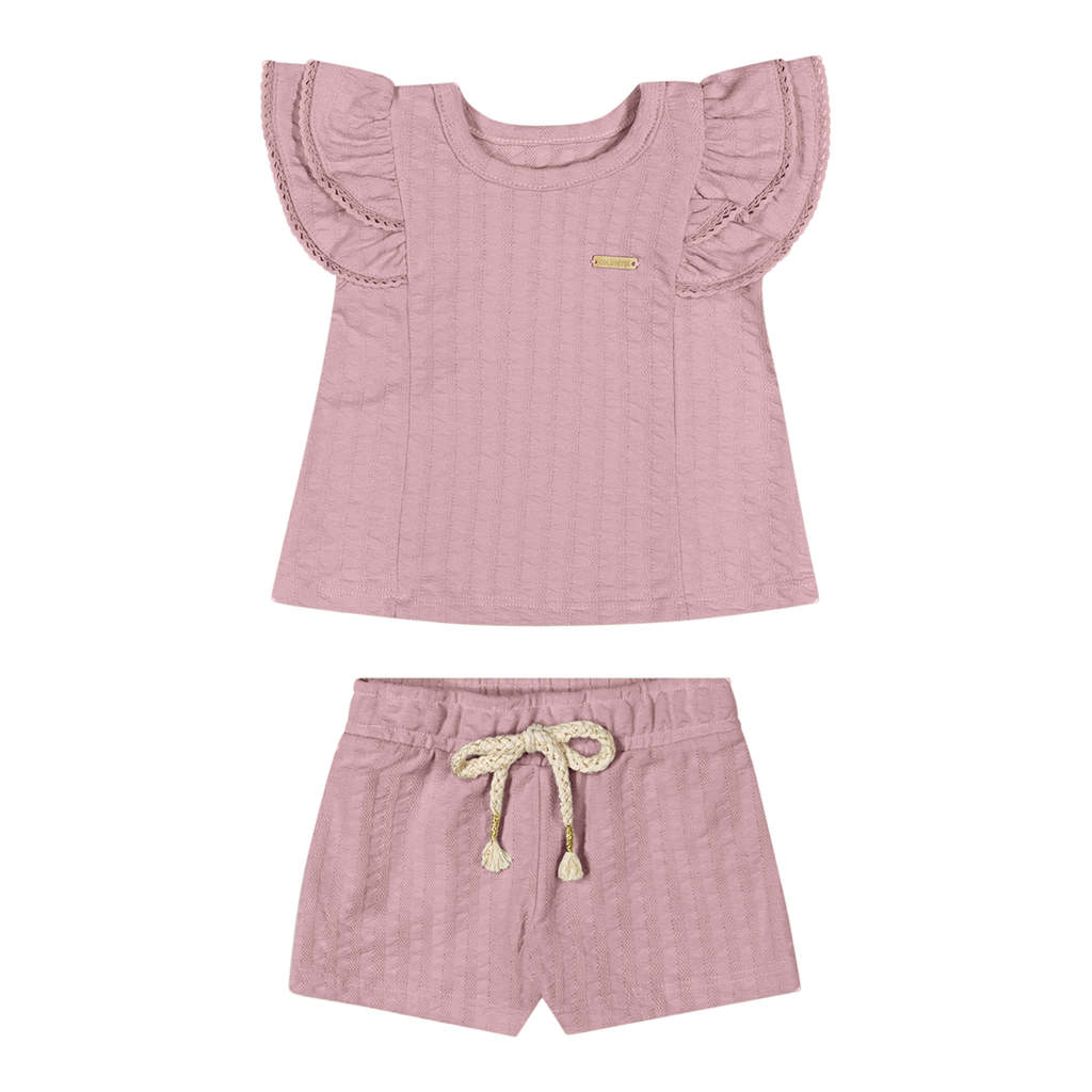 Conjunto Bebê Menina Curto Texturizado Colorittá Rosa