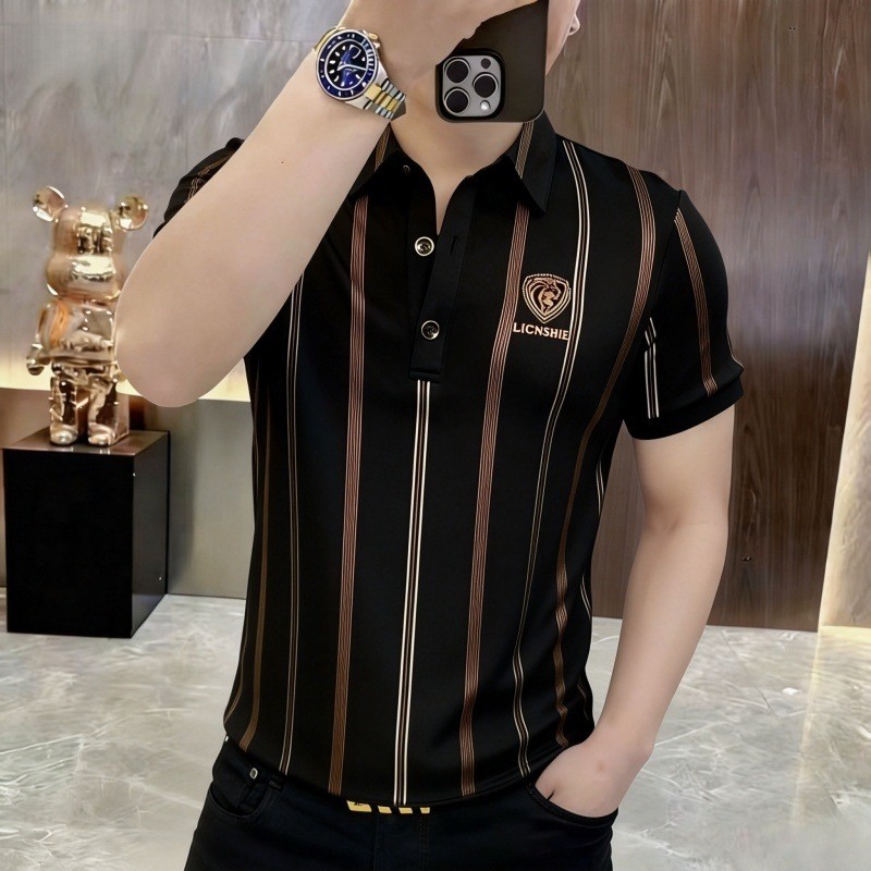 Roupas masculinas 2026 novo estilo de manga curta camiseta masculina de manga curta camisa POLO roupas masculinas luz lu