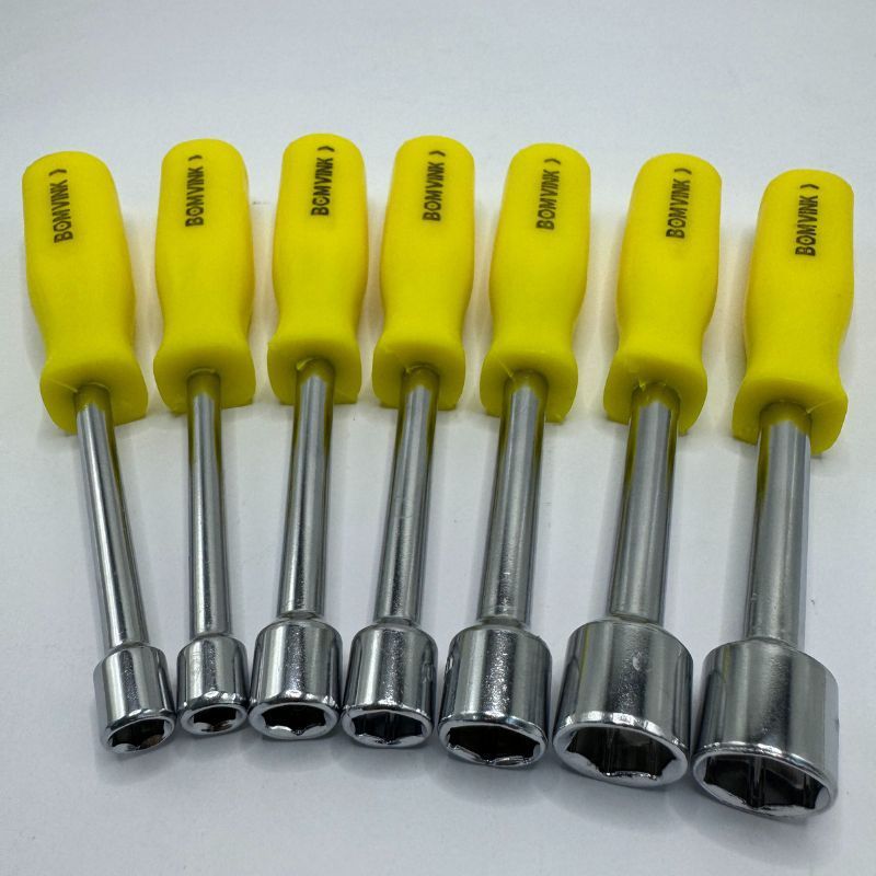 Kit Jogo Chave Canhão 7 Peças Profissional Aço Cromo Vanádio 5 a 12mm Cabo Resistente