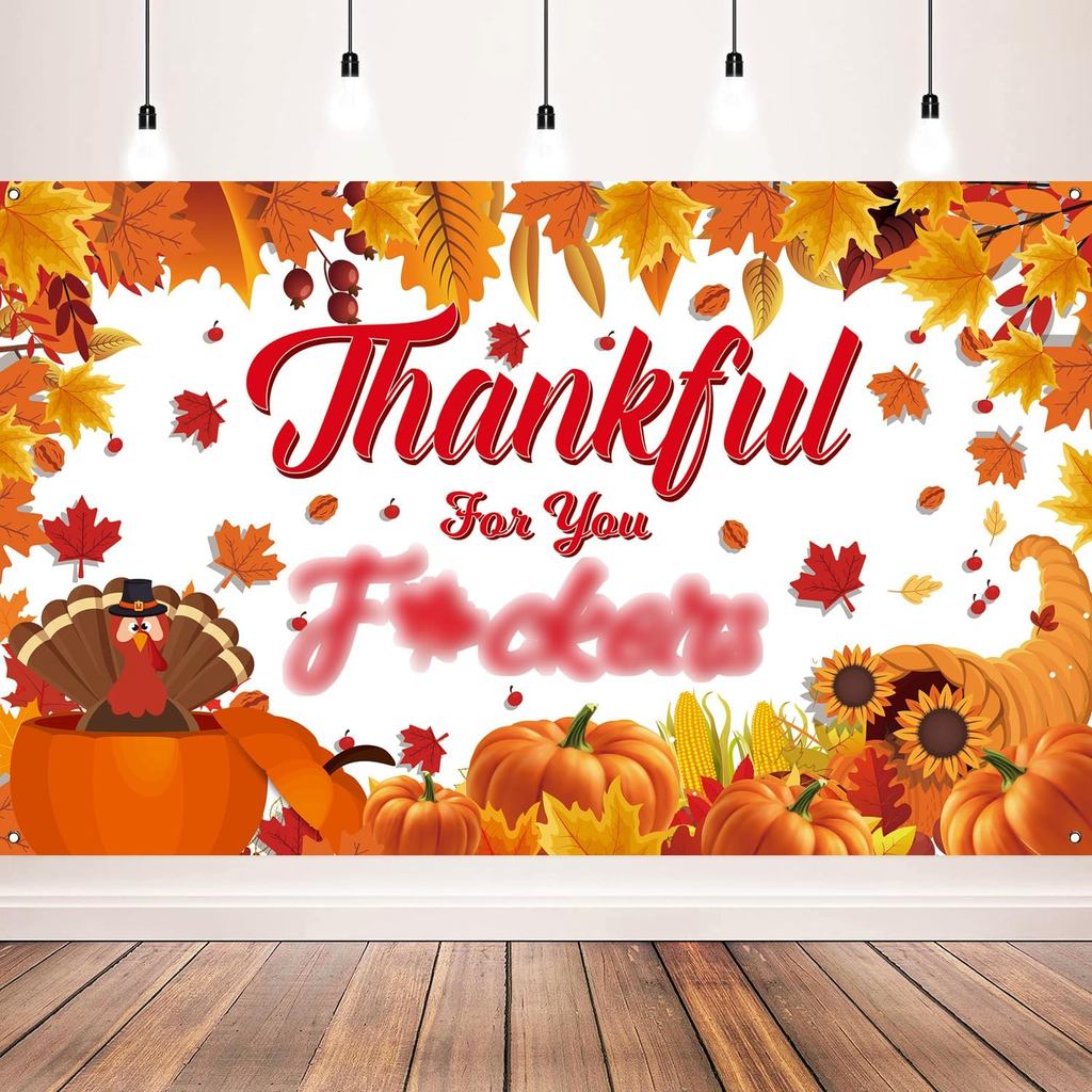 Banner de Friendsgiving com Folhas de Bordo de Outono, Fundo de Peru e Abóbora para Decorações de Festa de Friendsgiving