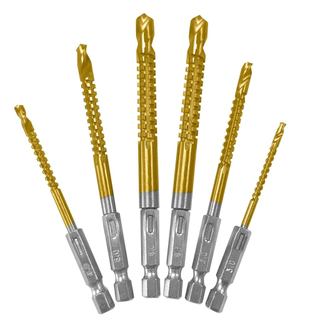 Brocas Helicoidais HSS Revestidas de Titânio - 3/4/5/6/6.5/8mm com Haste Hexagonal, Ponta Dividida com Corte Lateral e S