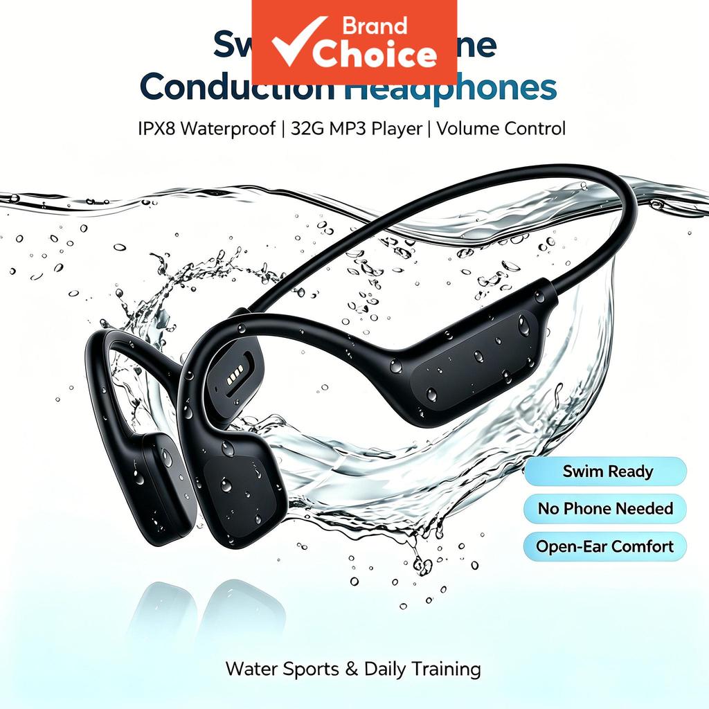 Fones De Ouvido Sprise Condução Óssea Sem Fio Embutido 32G MP3 Player IPX8 À Prova Dwaterproof Água Natação Controle Vol