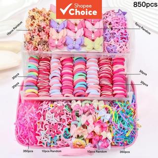 786pcs Crianças Meninas Acessórios De Cabelo Conjunto Multicolorido Sem Costura Laços Gra…