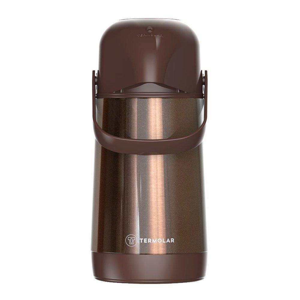 Garrafa Térmica Termolar Lúmina 500ml Bomba de Pressão Inox Marrom