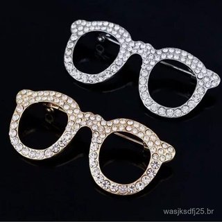 Broche de óculos de diamante adequado para acessórios de moda feminina para ternos, casamentos e presentes, presentes de