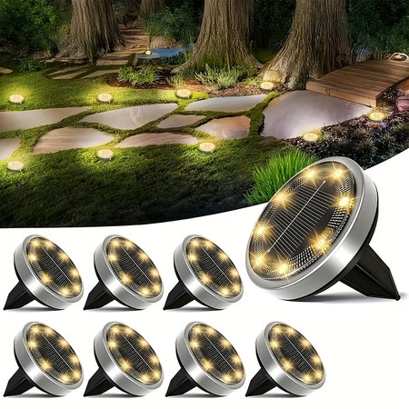 Kit 4 Luminária Solar 8 LEDs Com Sensor Para Jardim Externa Prova D'água Luz Led Solar Lâmpada Uso Externo/Caminho