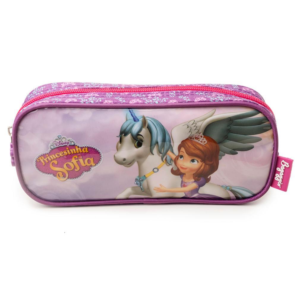 Estojo Escolar Feminino Princesinha Sofia Lilás