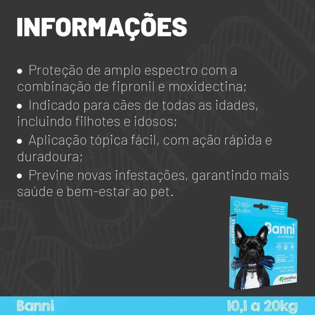 Banni Antipulgas e Vermífugo Cães 10 a 20kg 1,34ml Ourofino — imagem 2 de 2