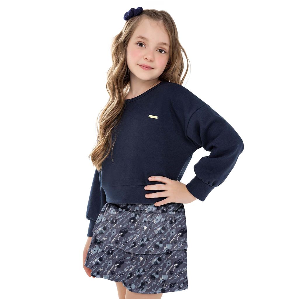 Conjunto Infantil Menina Floral Abstrato Colorittá Azul