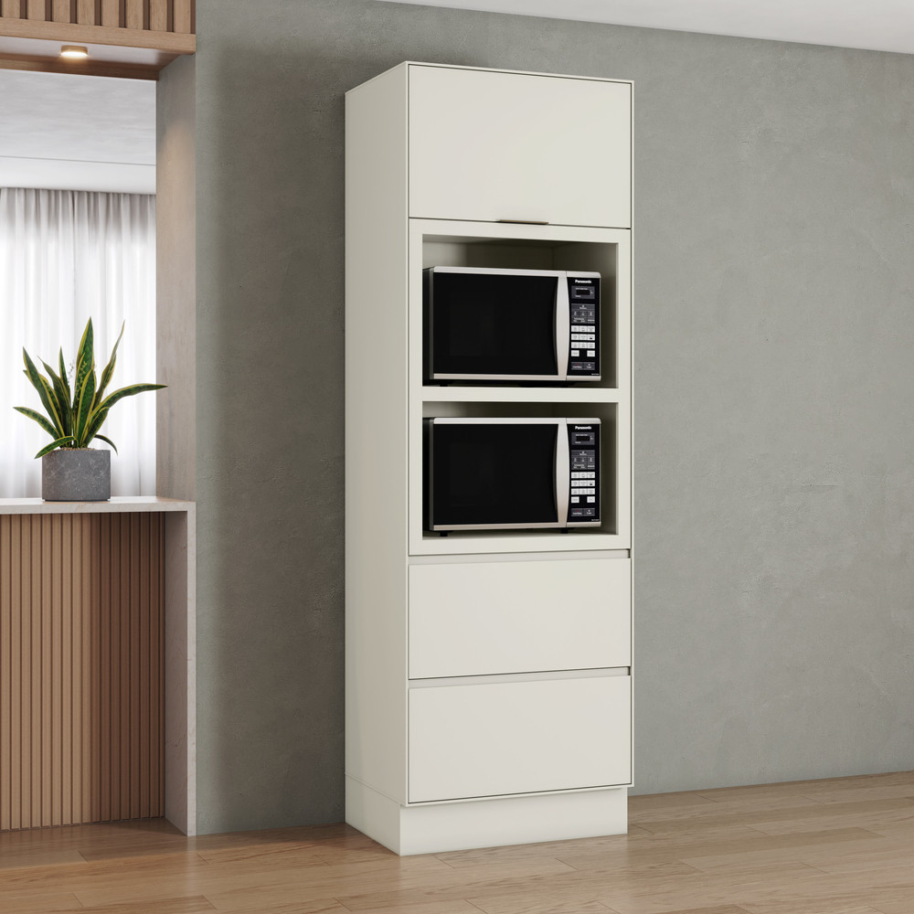 Torre Quente 2 Fornos 1 Portas Basculante 2 Gavetas 71,5Cm 100% Mdf Fineze Henn
