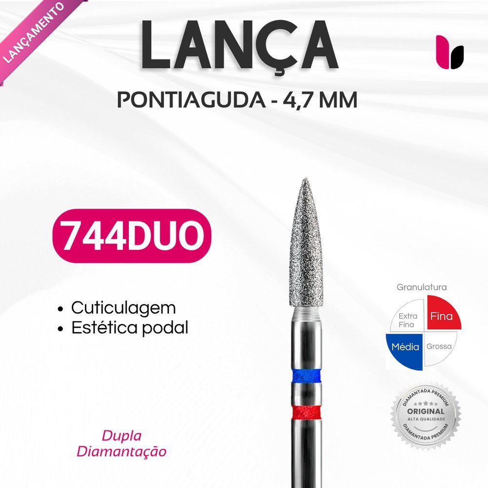 744 DUO - Broca Diamantada - Chama Lança - Azul/Vermelha - 2,0mm