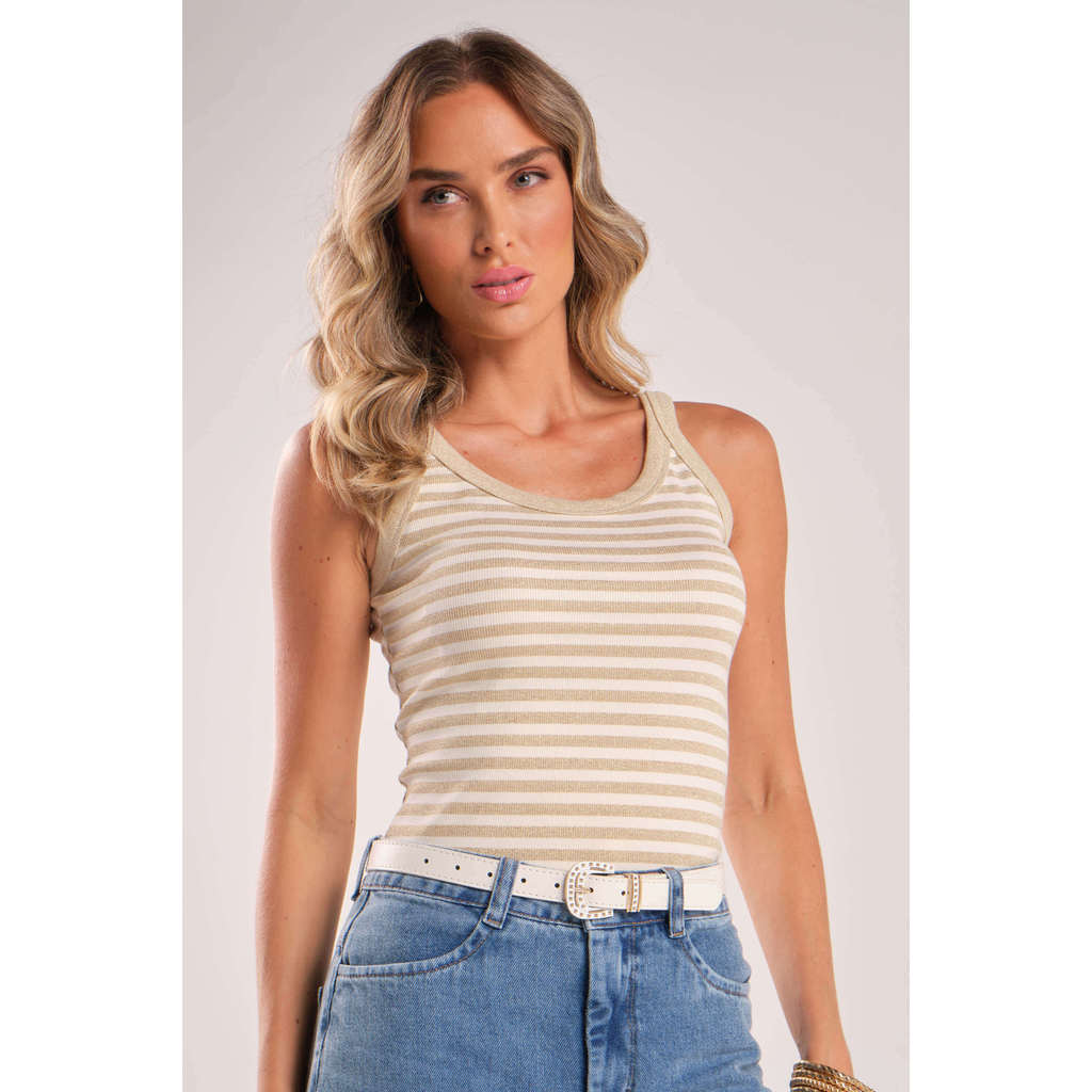 Regata Feminina Alças Largas Marialícia Amarelo