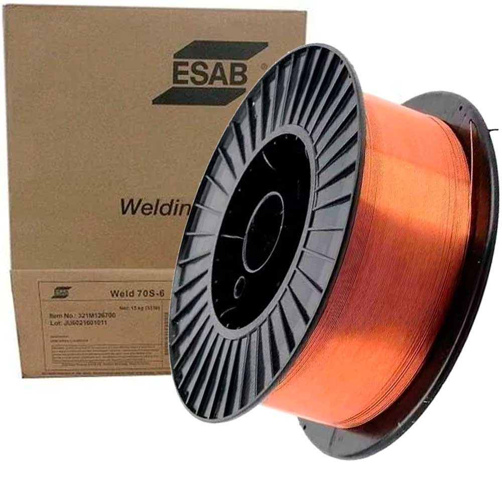 Arame para solda mig sólido cobreado 0,8 mm rolo 5 kg Esab 70S6