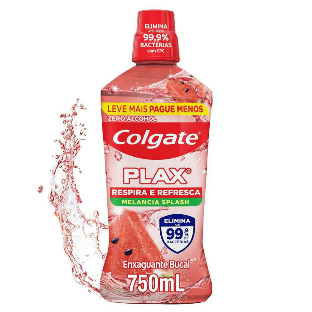 Enxaguante Bucal Colgate Plax Melancia Splash Zero Álcool 750ml Leve Mais Pague Menos