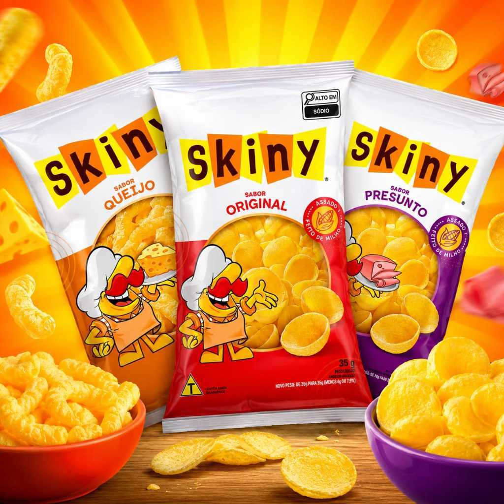 Kit Skiny Salgadinho Milho 10un Sabores 35g 60g Festa Infantil Lanche Escolar Atacado Revenda