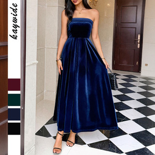 Di Yun elegante temperamento tubo superior cor sólida saia longa vestido feminino roupas femininas 2026 outono inverno e