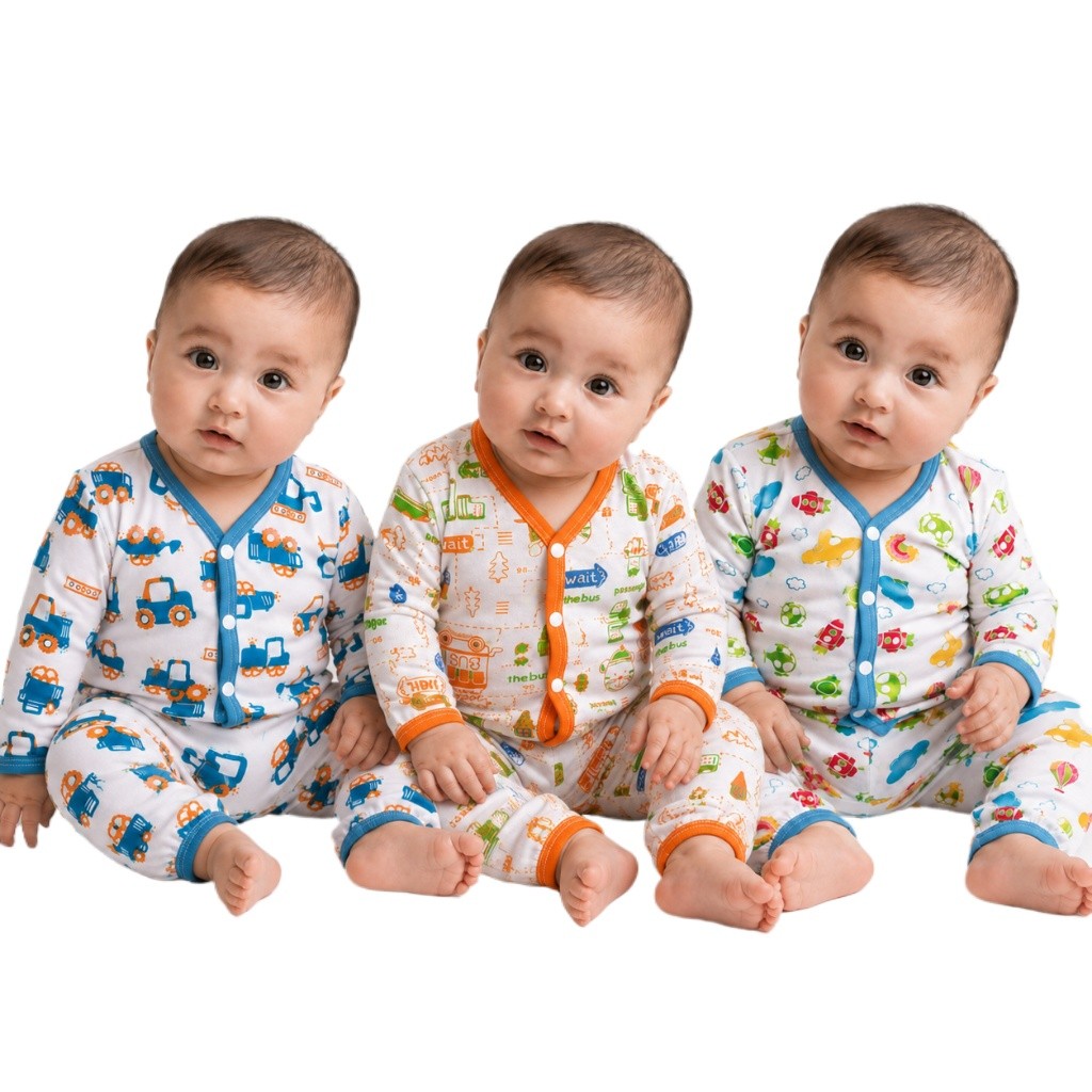 Kit 3 Pijama Bebê Recém Nascido RN Conjunto Com Peças 0 a 5 Meses