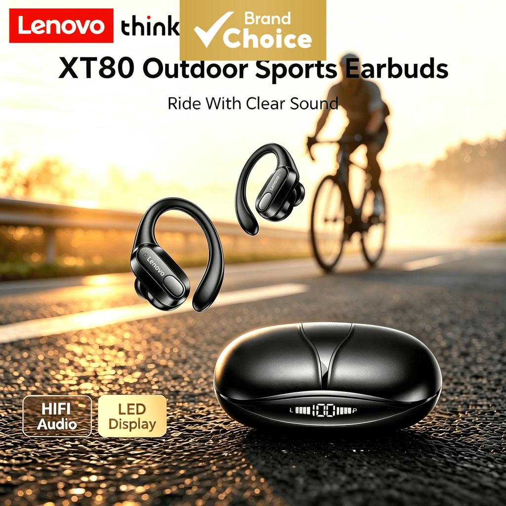 Lenovo XT80 Fones De Ouvido Bluetooth Esportes Ginásio Correndo Alta Fidelidade Som ENC Cancelamento Ruído À Prova Dwate