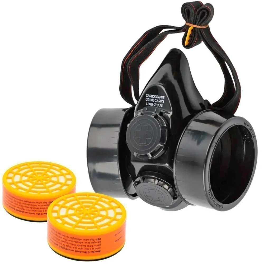 Respirador semifacial CG 306 com 2 cartuchos R 203 - Carbografite