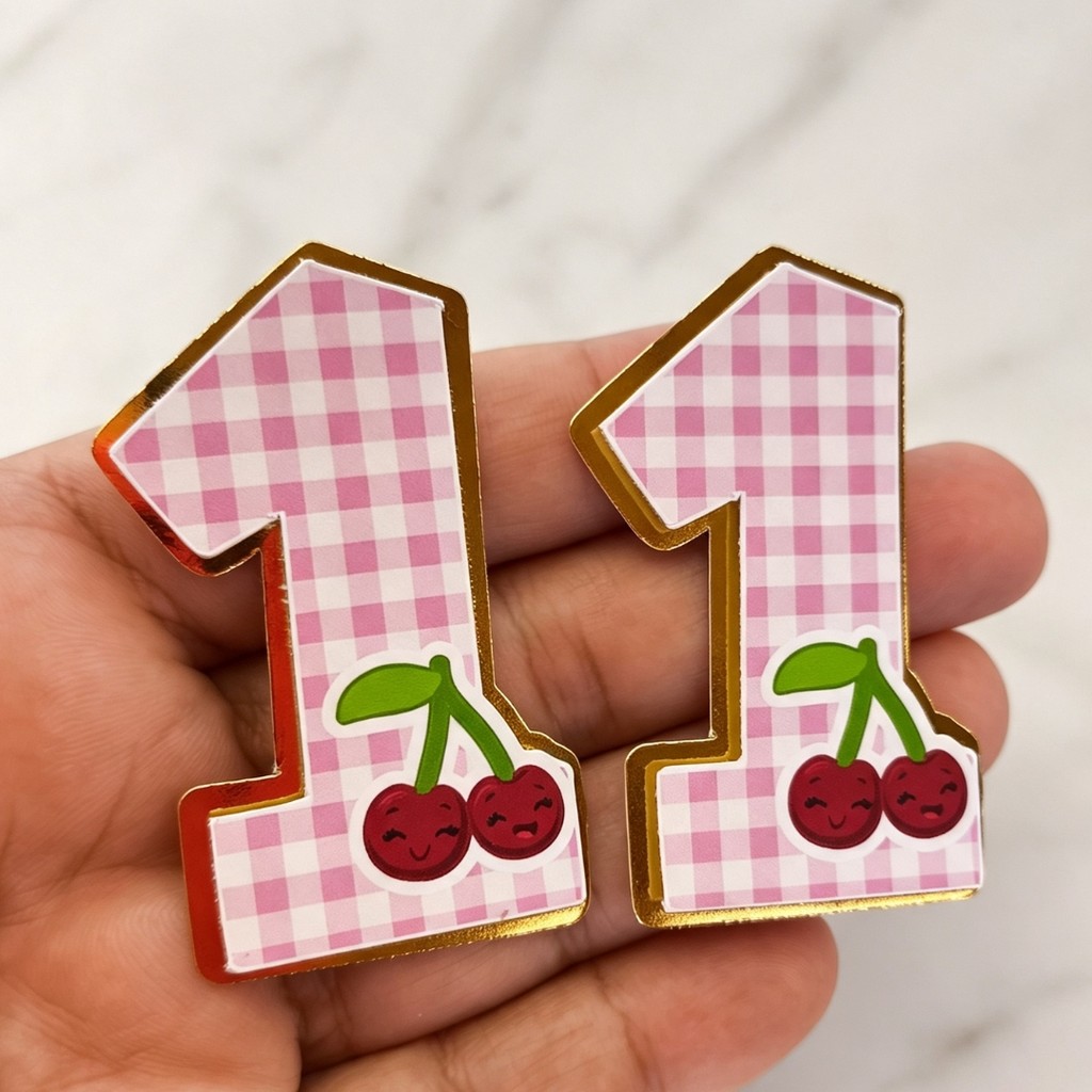 10 Aplique 3D Personalizado Cerejinha Lembrancinhas de Aniversário Infantil