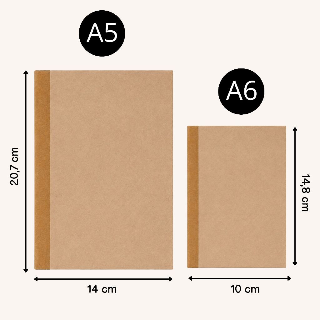 Kit 4 Cadernos A5 / A6 Quadriculado Pautado Pontilhado ou Sem pauta Kraft 60 Páginas Papel Pólen
