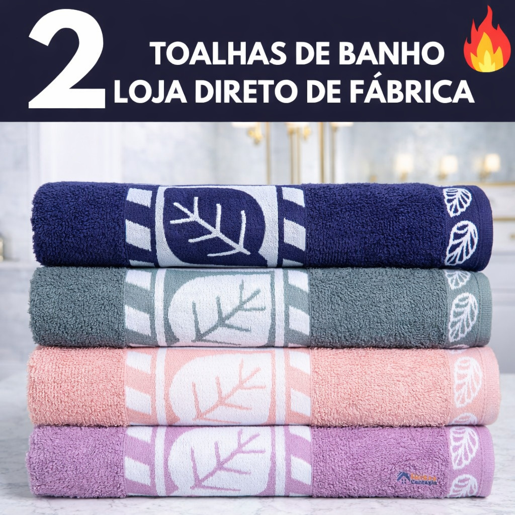 Kit c/2 Toalha de Banho Banhão Grande Felpuda 1,35x75cm 100% Algodão premium