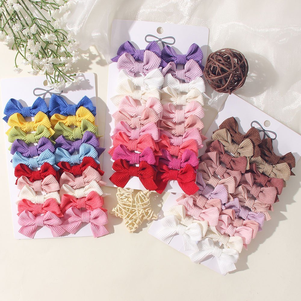 Kit 20 Laços de Cabelo Infantil Coloridos em Gorgurão, Presilhas Bico de Pato