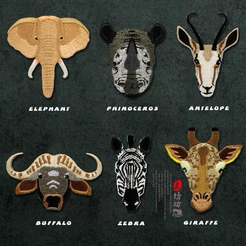 Diy bordado dos desenhos animados Animal pano remendo adesivo crianças mochila roupas camiseta sapatos decoração única b
