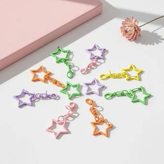 10 Pçs Colorido Oco Estrela Chaveiro Com Fecho Lagosta Mini Bolsa Decoração Chave Pingente Para Diário