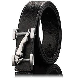 Cinto de Couro Masculino Q6P8, Couro Genuíno, Fivela Lisa, Cinto de Couro Bovino para Calças, Cinto de Moda Empresarial 