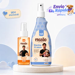 Kit Banho a Seco Mozao Pet + Body Splash Cachorros e Gatos Pet Clean Perfume Pet